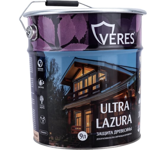 Изображение товара Пропитка Veres Ultra Lazura №1 бесцветный 9 л 1 205689