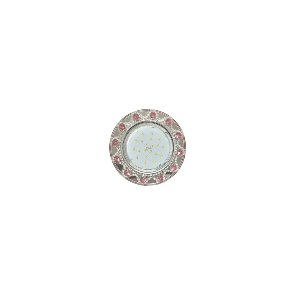 Светильник Ecola Gx53 h4 5360 glass круг с прозр.и розов. стразами корона (оправа хром)/фон зерк../центр.часть хром 52x123 (к+) FF53RNECB