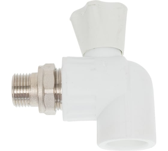 Изображение товара Угловой шаровой кран для радиатора Valfex 25x1/2" (40/10) белый 10148125