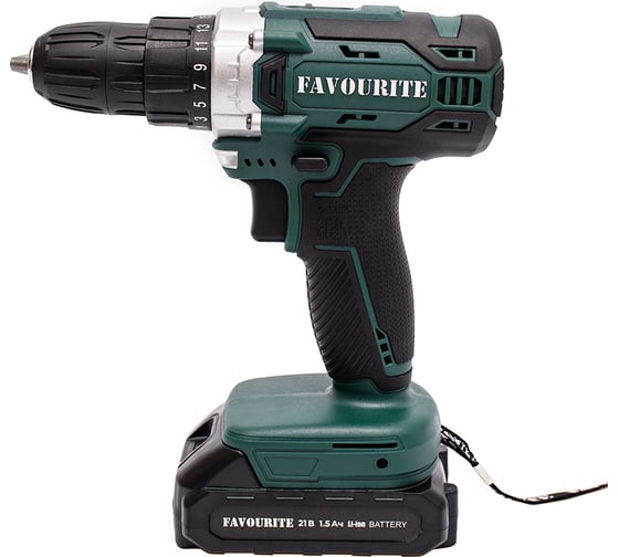 Изображение товара Аккумуляторная дрель-шуруповерт FAVOURITE 21 В, 1.5 Ач, 0-500/0-1800 об/мин, 40 Hm, 18+1 кейс, в комплекте ЗУ, 2хАКБ 1.5 Ач OBS 21 DC SET PROMO 158121021