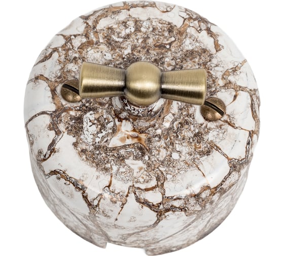 Изображение товара Выключатель Bironi 2 клавишный серия ришелье r, керамика, цвет мрамор,накладной монтаж R1-212-09