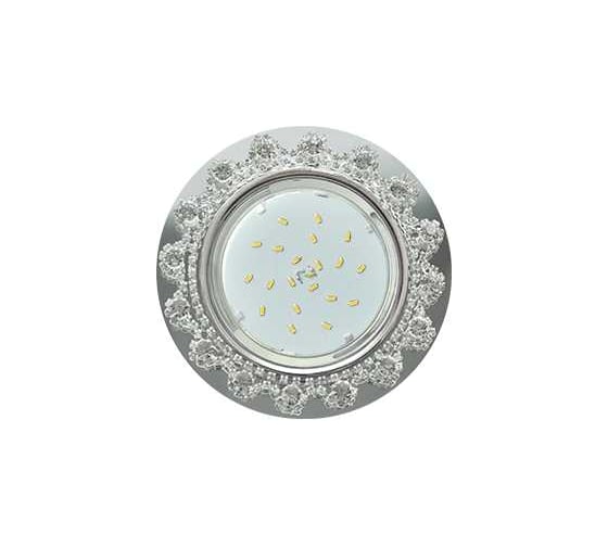 Изображение товара Светильник Ecola Gx53 h4 5360 glass круг с прозрачными стразами корона (оправа хром)/фон зерк../центр.часть хром 52x120 (к+) FW53RNECB
