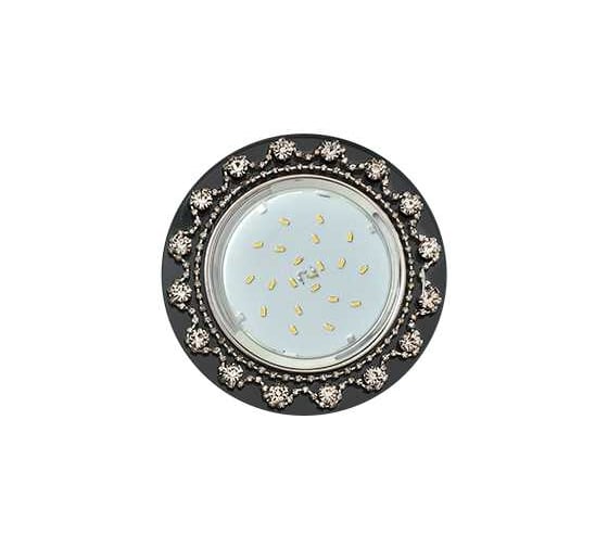 Изображение товара Светильник Ecola Gx53 h4 5360 glass круг с прозрачными стразами корона (оправа хром)/фон черн./центр.часть хром 52x120 (к+) FB53RNECB