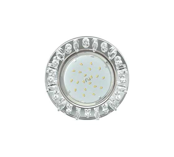 Изображение товара Светильник Ecola Gx53 h4 5361 glass круг с квадратными прозрачными стразами /фон зерк./центр.часть хром 52x120 (к+) FK53RNECB