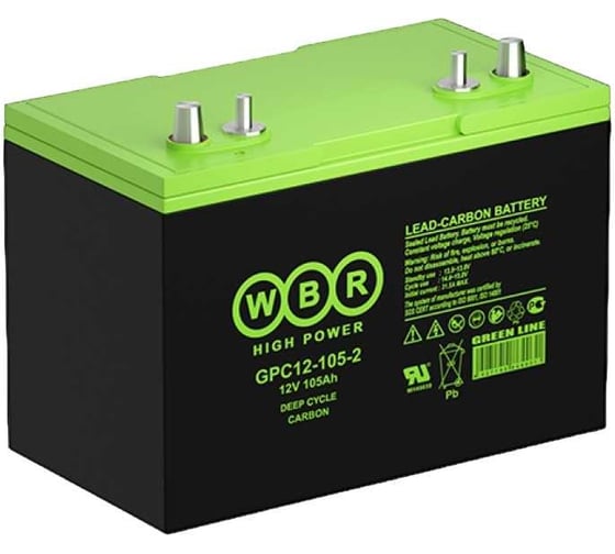 Изображение товара Аккумуляторная батарея карбоновая WBR GPC12-105-2 12В, 105 Ач УТ-00000312