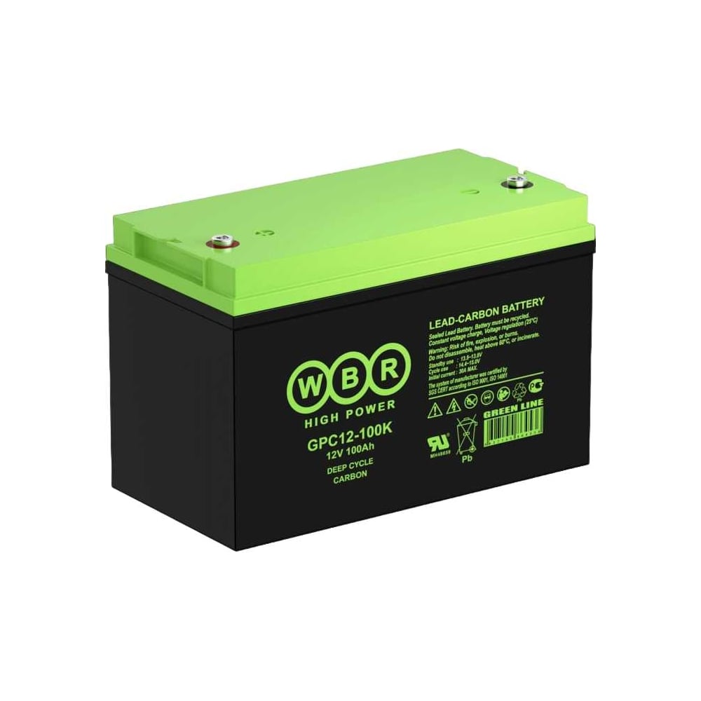 Изображение товара Аккумуляторная батарея карбоновая WBR GPC12-100K 12В, 100 Ач УТ-00000320