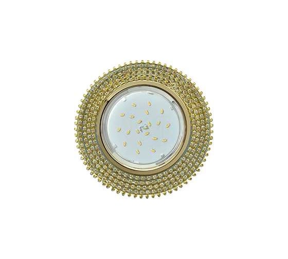 Изображение товара Светильник Ecola Gx53 h4 5362 glass круг с прозр.стразами (оправа золото)/фон зерк./центр.часть золото 40x120 (к+) FG53RGECB