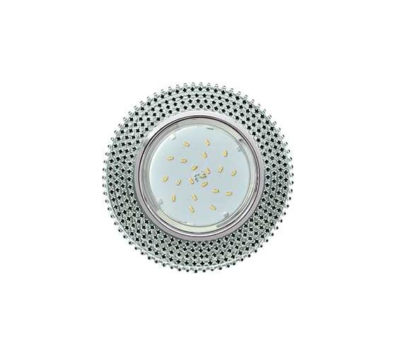 Изображение товара Светильник Ecola Gx53 h4 5362 glass круг с черными стразами (оправа хром)/фон зерк./центр.часть хром 40x120 (к+) FB53RGECB