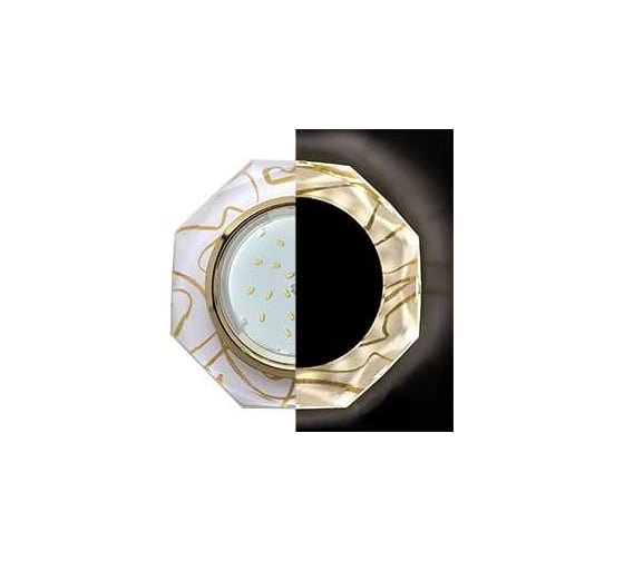 Изображение товара Светильник Ecola Gx53 h4 ld5312 glass стекло 8-угольник с прямыми гранями с подсветкой золото - золото на белом 38x133 (к+) SG538AECH