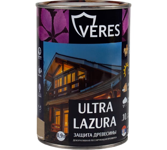 Изображение товара Пропитка Veres Ultra Lazura №30 старая древесина 0.9 л 1/6 205674
