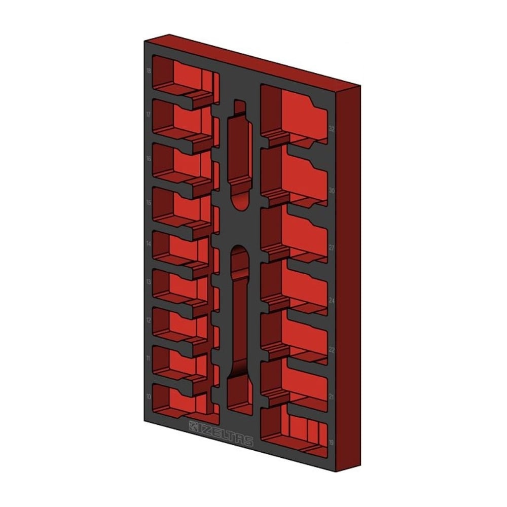 Изображение товара Пустой ложемент для удлиненных ударных головок IZELTAS 17 предметов