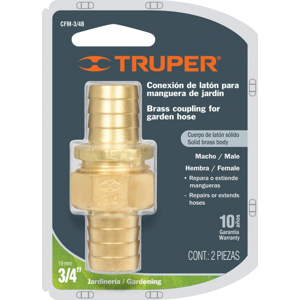 Латунный коннектор для шланга Truper коннектор для шланга латунный truper cm 1 2b 1 2 папа 12702