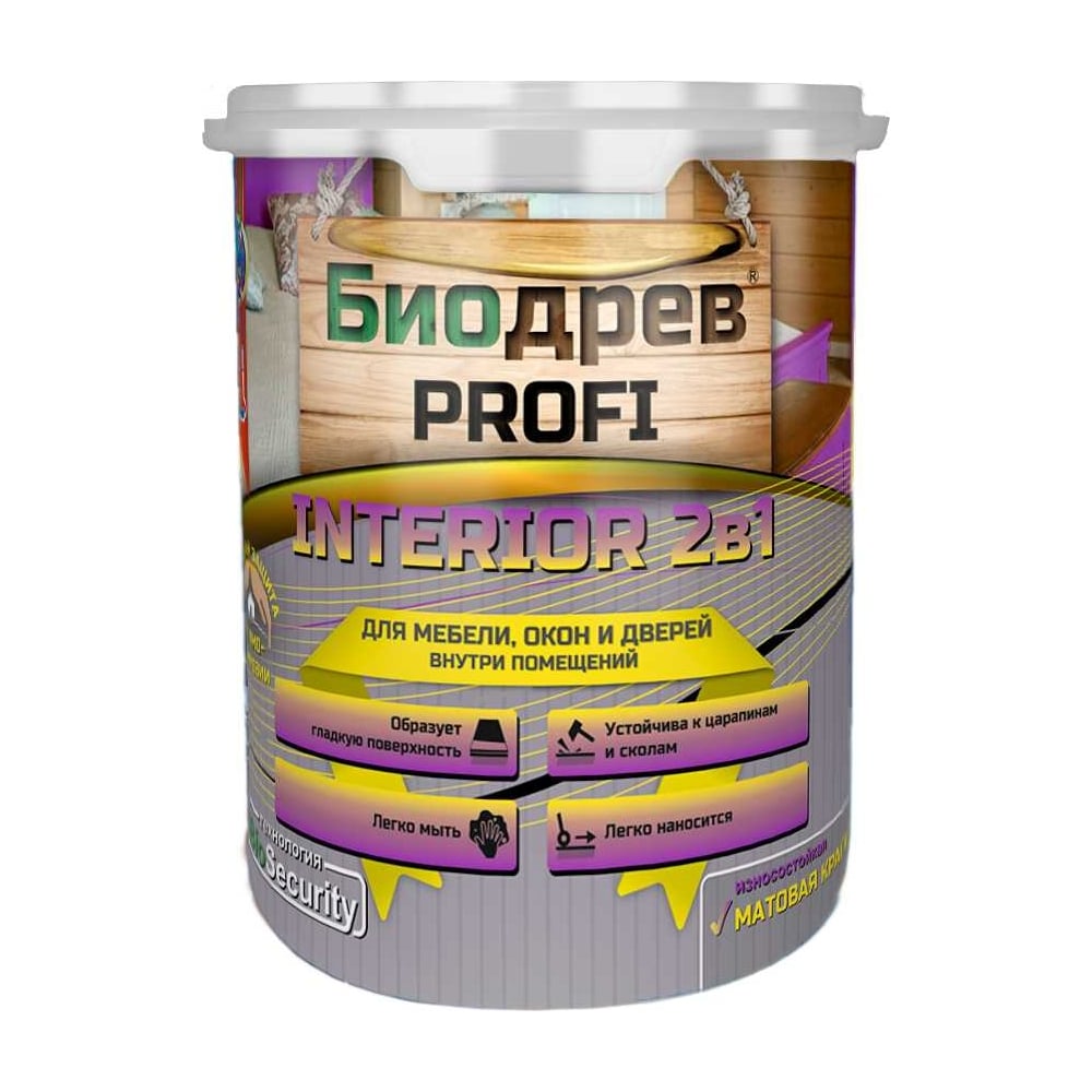 Изображение товара Износостойкая матовая краска для мебели окон и дверей 1 кг Красковия Биодрев profi