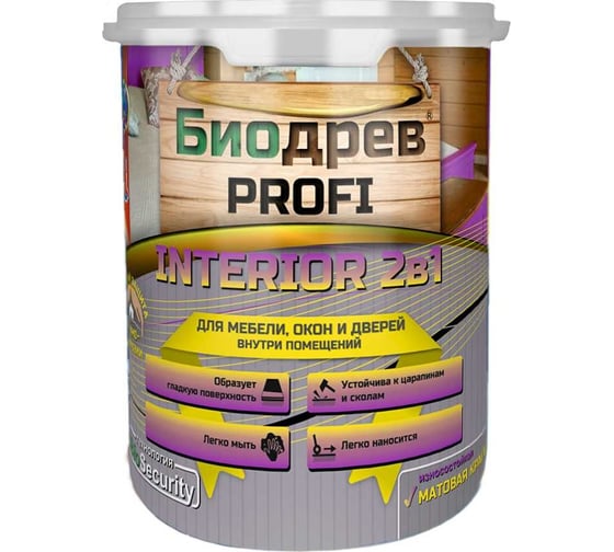 Изображение товара Износостойкая матовая краска для мебели, окон и дверей Красковия Биодрев profi «interior 2в1» база а 1кг ER-00005971