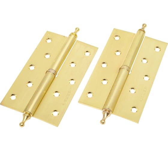 Изображение товара Дверная разъемная петля Зубр Эксперт 1 подшипник цвет матовая латунь SB левая с крепежом 125x75x2.5 мм 2 шт. 37605-125-3L