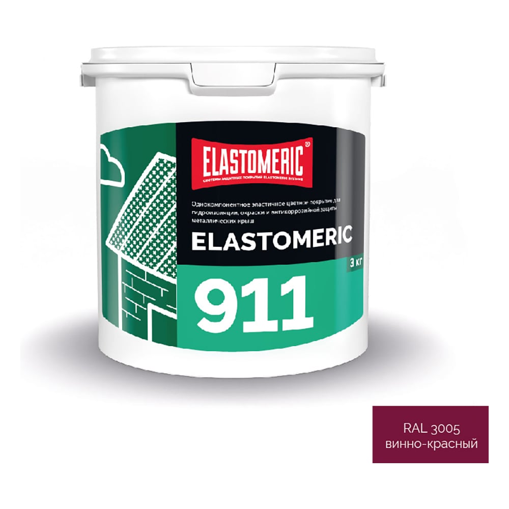 Изображение товара Гидроизоляционная мастика Elastomeric Systems 3кг темно-красная для металла