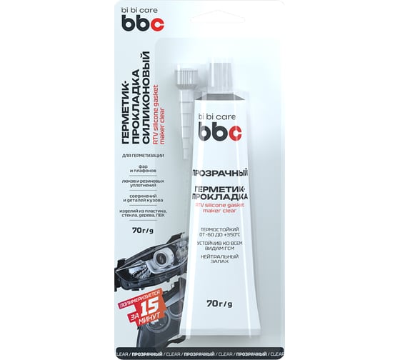 Изображение товара Герметик-прокладка BiBiCare силиконовый, прозрачный, 70 г 4417