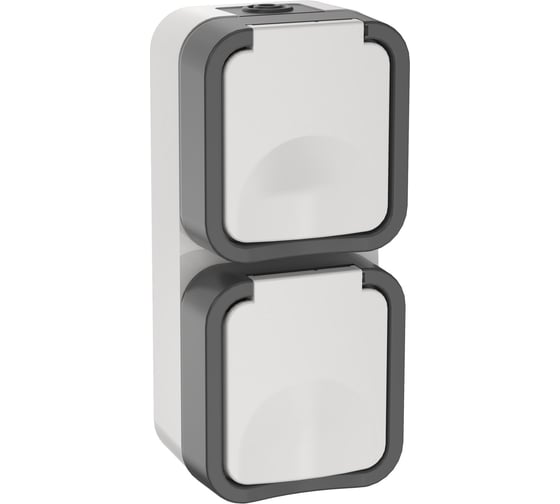 Изображение товара Розетка IEK Tors 2-ая с з/к кр. верт. 16а ip55 ts232 белый TS-R26-16-55-V-K41