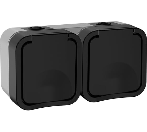 Изображение товара Розетка IEK Tors 2-ая с з/к кр. горизонтальный 16а ip55 ts122 графит TS-R26-16-55-G-K53