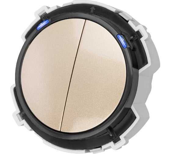 Изображение товара Выключатель TDM ELECTRIC 2-кл. 16а 250в проходной кнопочный механизм шампань, "байкал" SQ1819-0525