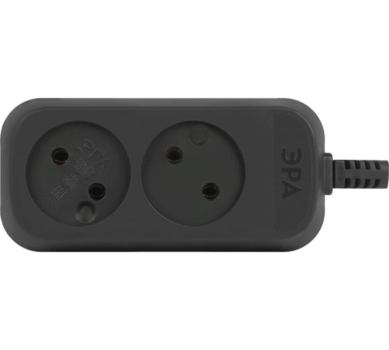 Изображение товара Колодка ЭРА kx2b 2 розетки без зазeмления, черная Б0061660