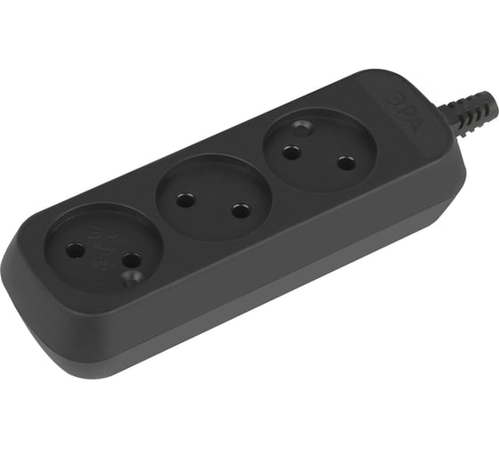 Изображение товара Колодка ЭРА kx3b 3 розетки без зазeмления, черная Б0061683