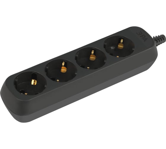 Изображение товара Колодка ЭРА kx4eb 4 розетки с заземлением, черная Б0061730