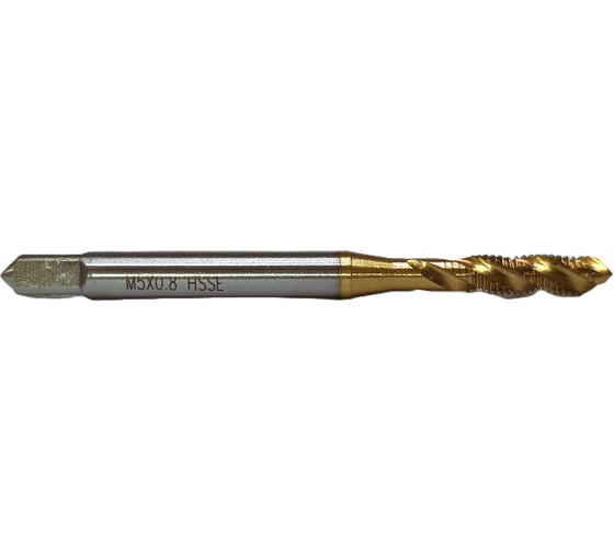 Изображение товара Машинный метчик Мегаинструмент винтовой M2.5 HSSE-TiN