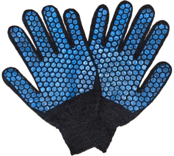 Изображение товара Трикотажные перчатки ПРОМПЕРЧАТКИ с ПВХ "соты", 6 нитей, 10 класс, черные, 10 пар в упаковке ПП-27775/10