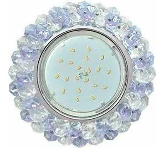 Изображение товара Светильник Ecola Gx53 h4 5341 glass круглый, с хрусталиками, прозрачный и аметист /хром 56x120 (к+) FP53RYECB