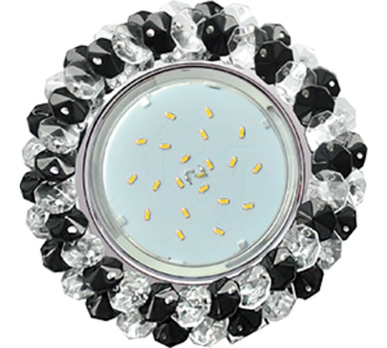 Изображение товара Светильник Ecola Gx53 h4 5341 glass круглый, с хрусталиками, прозрачный и черный /хром 56x120 (к+) FB53RYECB
