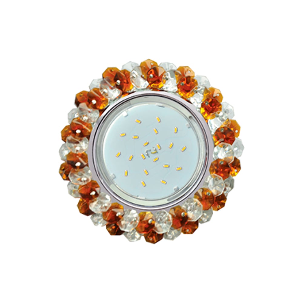 Изображение товара Светильник Ecola Gx53 h4 5341 glass круглый с хрусталиками янтарь и хром