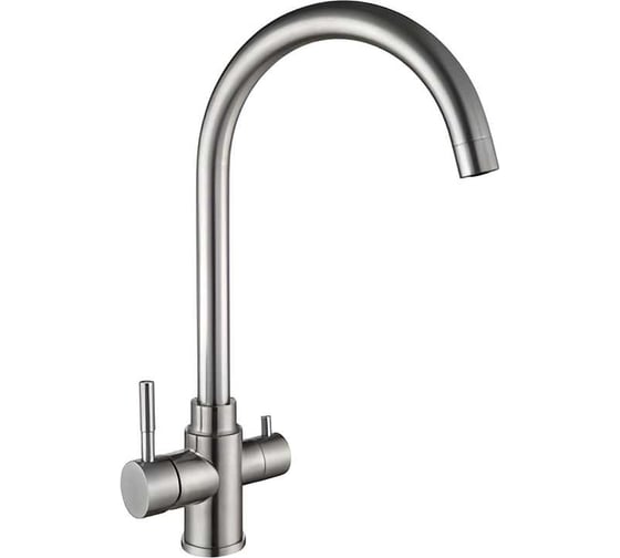 Изображение товара Смеситель для кухни GOLDEN FOX Lomond с высоким изливом, с выходом на две воды, нержавеющая сталь 11350-FOX 2