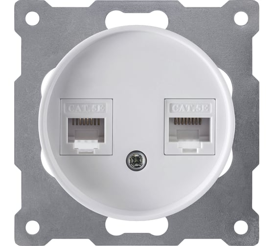 Изображение товара Компьютерная розетка RJ-45 OneKeyElectro, двойная, цвет белый 1E20901300 2172772