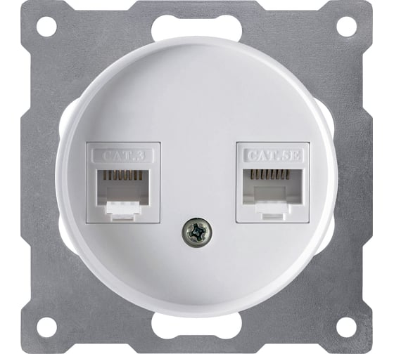 Изображение товара Двойная розетка телефон/компьютер OneKeyElectro RJ11/RJ45 кат.5e, цвет белый 1E20801300 2172771