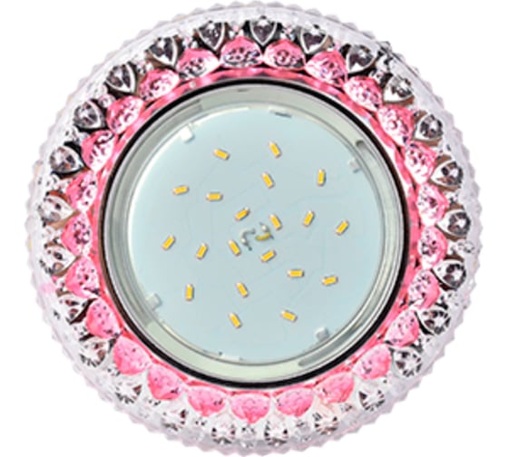 Изображение товара Встраиваемый светильник Ecola Gx53 h4 ld7009 искристый, с подсветкой "кристалл" прозрачный и розовый / хром 40x125 (к+) FP53CCEFB