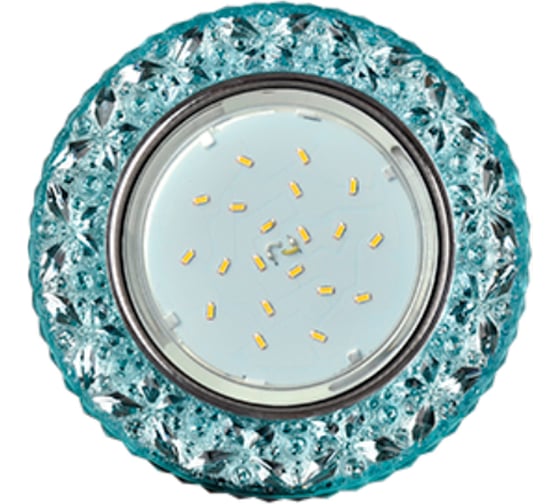 Изображение товара Встраиваемый светильник Ecola Gx53 h4 ld7040 искристый, с подсветкой "бабочки" голубой / хром 35x125 (к+) FB53CBEFB