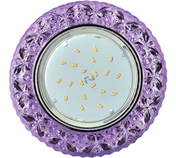 Изображение товара Встраиваемый светильник Ecola Gx53 h4 ld7040 искристый, с подсветкой "бабочки" сиреневый / хром 35x125 (к+) FV53CBEFB