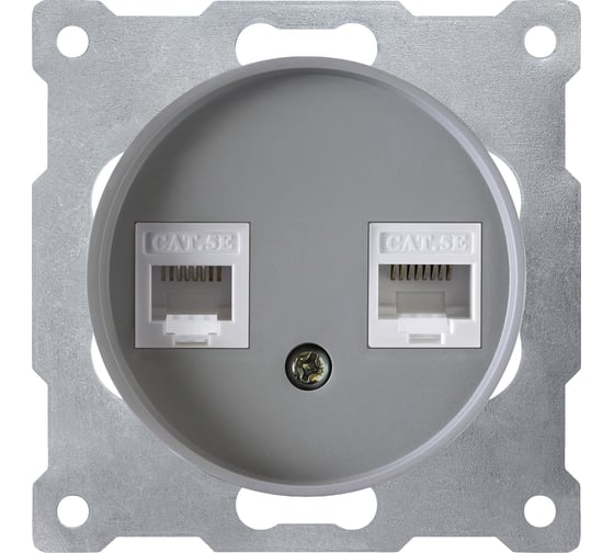 Изображение товара Двойная компьютерная розетка OneKeyElectro RJ45 кат.5e, цвет серый 1E20901302 2172807