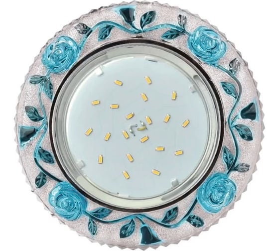 Изображение товара Встраиваемый светильник Ecola Gx53 h4 ld7071 искристый, с подсветкой "розы" прозрачный и голубой / хром 35x125 (к+) FB53CREFB