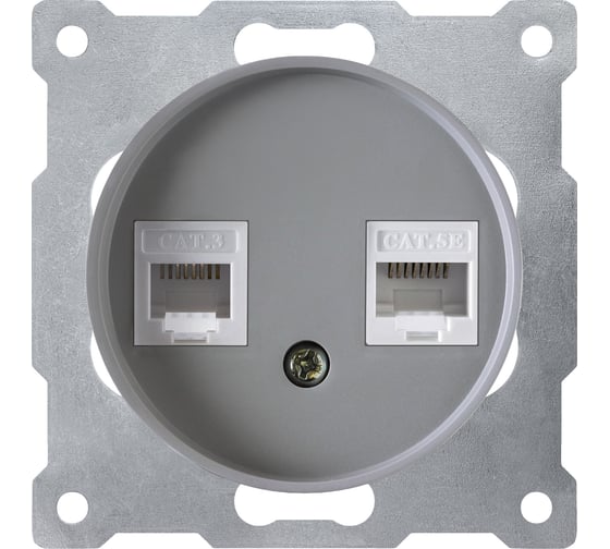 Изображение товара Телефонная/компьютерная розетка RJ-11/RJ-45 OneKeyElectro, цвет серый 1E20801302 2172840