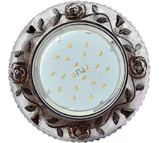 Изображение товара Встраиваемый светильник Ecola Gx53 h4 ld7071 искристый, с подсветкой "розы" прозрачный и черный / хром 35x125 (к+) FK53CREFB