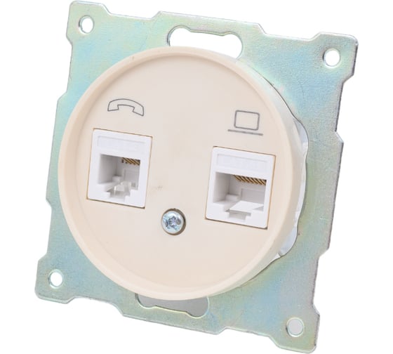 Изображение товара Двойная розетка OneKeyElectro телефон/компьютер RJ11/RJ45 кат.5e 1E20801301 2172794