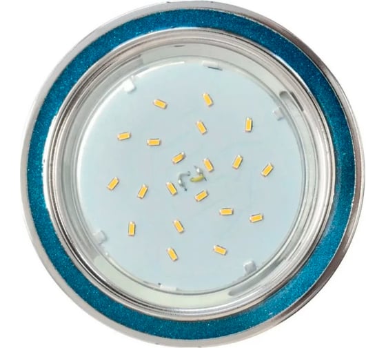 Изображение товара Встраиваемый светильник Ecola Gx53 h4 dl3901 без рефлектора, круг под стеклом голубой блеск / хром 106x38 (к+) FB53GRECB