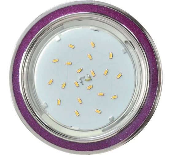 Изображение товара Встраиваемый светильник Ecola Gx53 h4 dl3901 без рефлектора, круг под стеклом фиолетовый блеск / хром 106x38 (к+) FP53GRECB