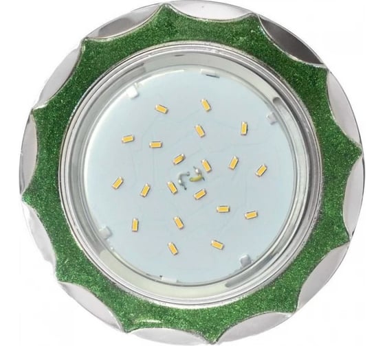 Изображение товара Встраиваемый светильник Ecola Gx53 h4 dl3902 без рефлектора, звезда под стеклом изумрудный блеск / хром 106x38 (к+) FG53STECB