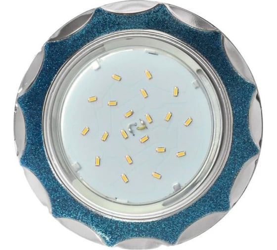 Изображение товара Встраиваемый светильник Ecola Gx53 h4 dl3902 без рефлектора, звезда под стеклом голубой блеск / хром 106x38 (к+) FB53STECB