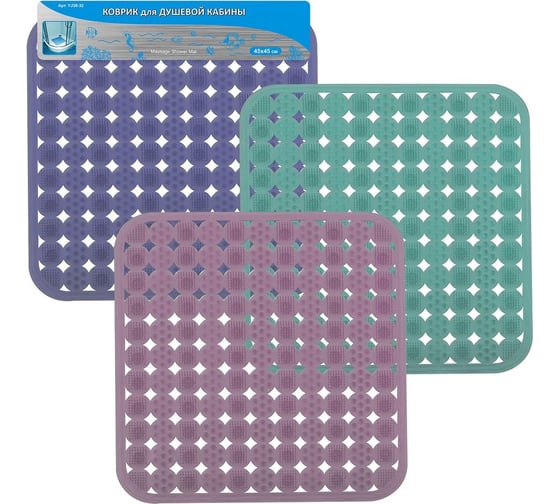 Изображение товара Массажный коврик для душа МУЛЬТИДОМ 45х45 см YJ38-32