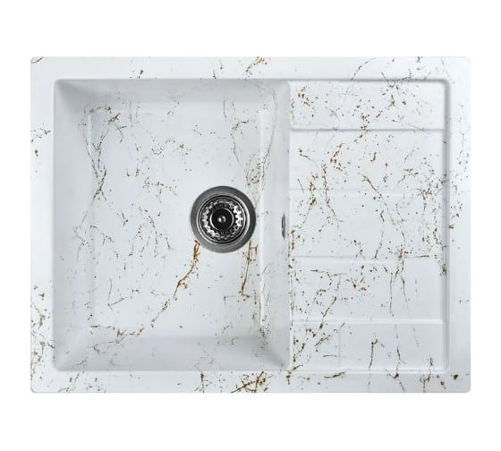 Изображение товара Мойка для кухни из искусственного камня WISENT мрамор бело-золотой (беларусь) 500x650x220 WB22-13/WGER013