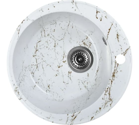 Изображение товара Мойка для кухни из искусственного камня WISENT мрамор бело-золотой (беларусь) 475x475x210 WA05-13/WGER013